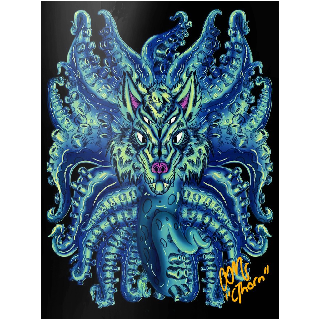 Deep Blue Sea Wolf Tulu Metal Print AMCThorn Art