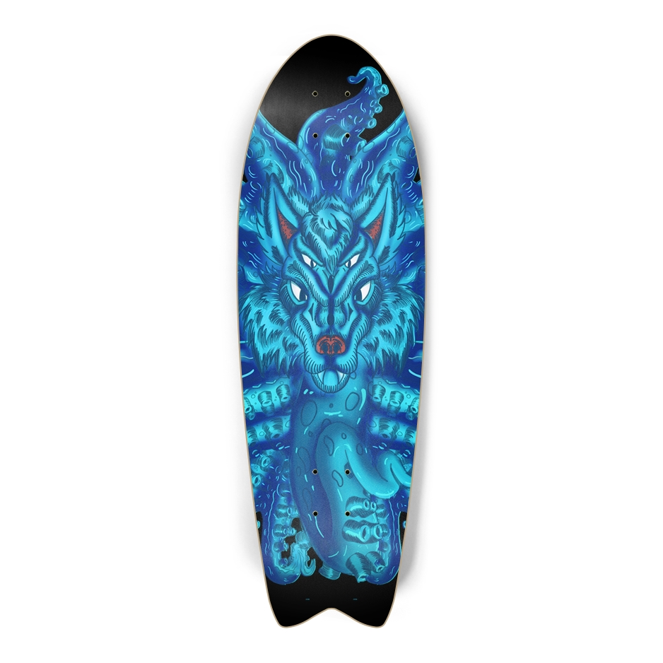 Deep Blue Wolf Tulu Fish Tail Skateboard