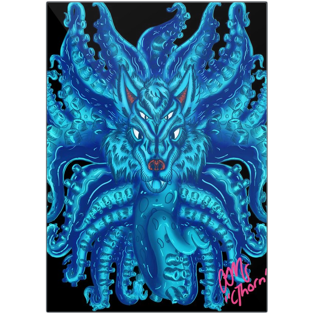 Deep Blue Wolf Tulu Metal Print AMCThorn Art